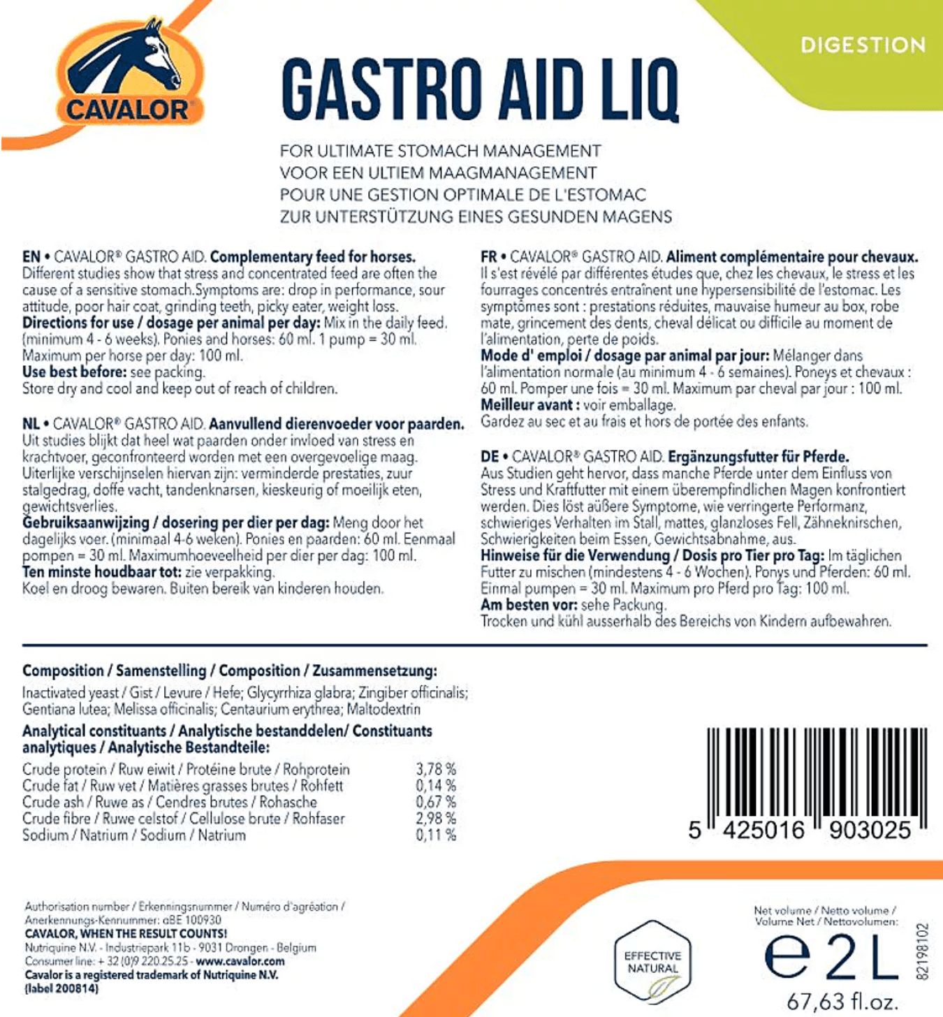 Cavalor Gastro Aid Liq Voedingssupplementen - Maddelin Equestrian Cavalor