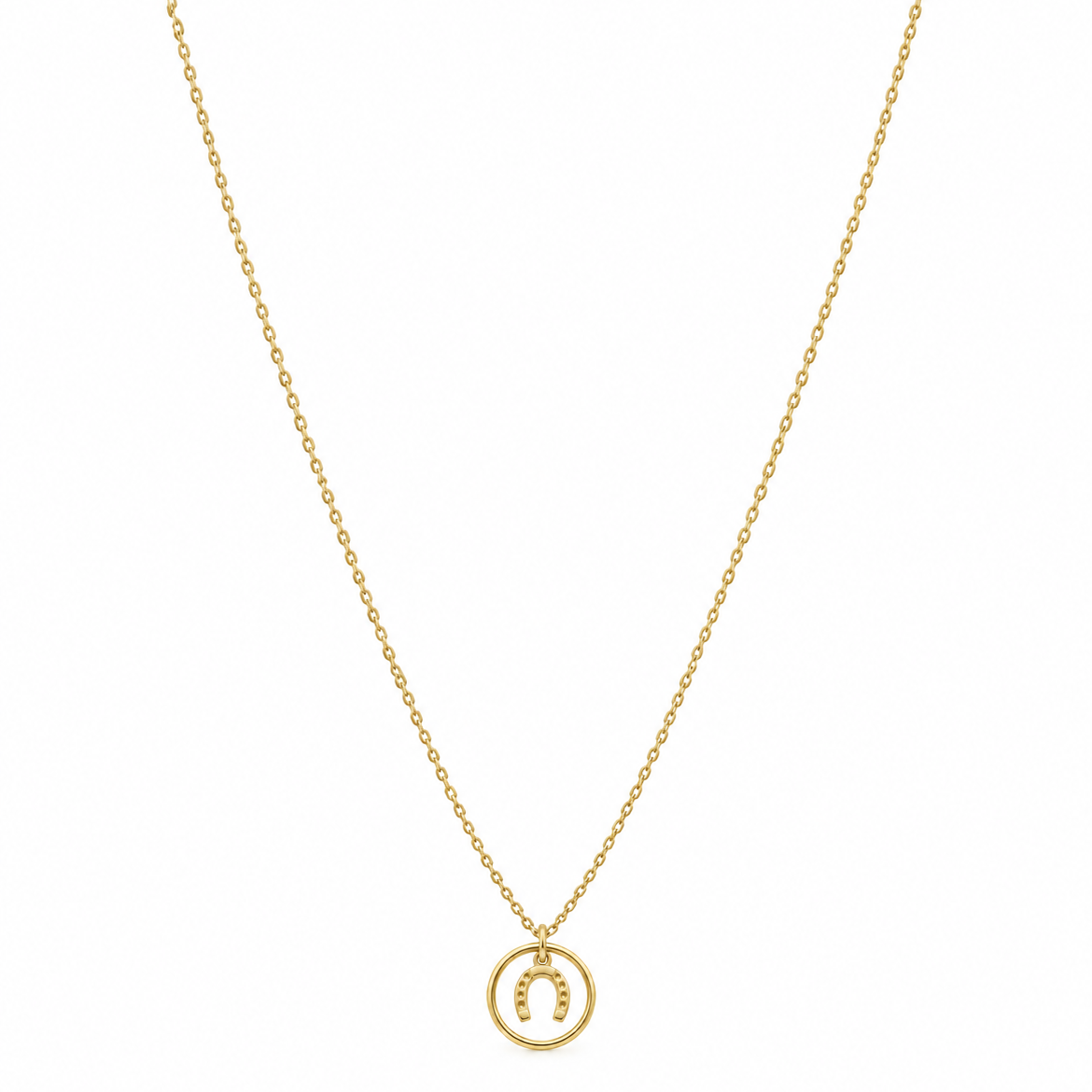 Equestrian Jewelry ketting Roxie met ronde hanger en hoefijzermotief, in zilver en goud