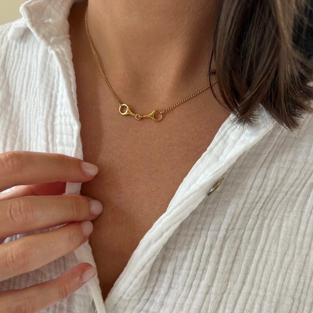 Equestrian Jewelry ketting Utah met bithanger aan een fijne ketting, in zilver en goud