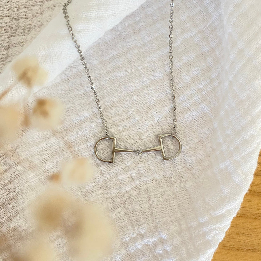 Equestrian Jewelry ketting Oly met hanger geïnspireerd op het Verdun-bit, in zilver en goud