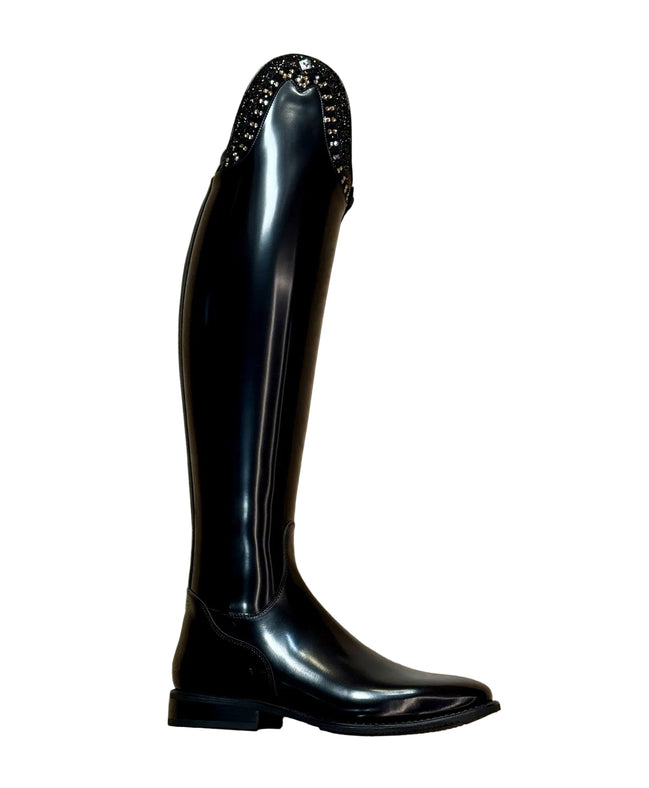 De Niro Bellini Brushed Black G9 Rondine Crystal Fabric GGS78 Swa + Knee Comfort Rijlaarzen - Maddelin Equestrian De Niro Boot Co