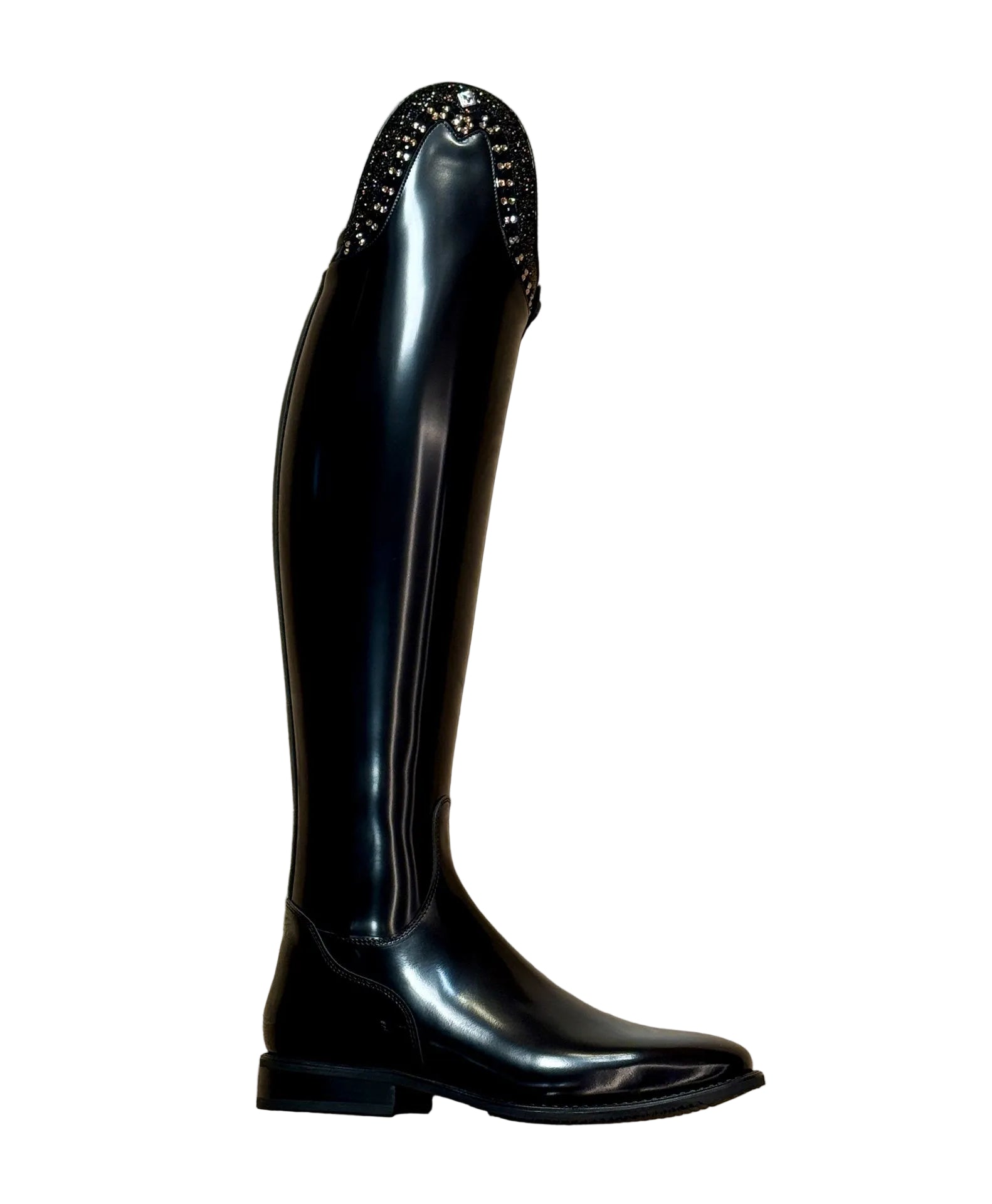 De Niro Bellini Brushed Black G9 Rondine Crystal Fabric GGS78 Swa + Knee Comfort Rijlaarzen - Maddelin Equestrian De Niro Boot Co