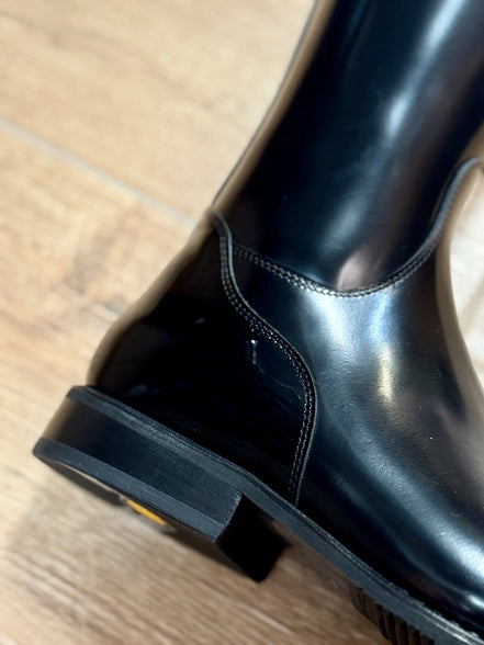 De Niro Bellini Brushed Black G9 Rondine Crystal Fabric GGS78 Swa + Knee Comfort Rijlaarzen - Maddelin Equestrian De Niro Boot Co