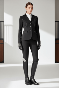 De Niro Salentino/02 Top Regal Pink Black Patent Piping Stones Rose gold Rijlaarzen - Maddelin Equestrian De Niro Boot Co