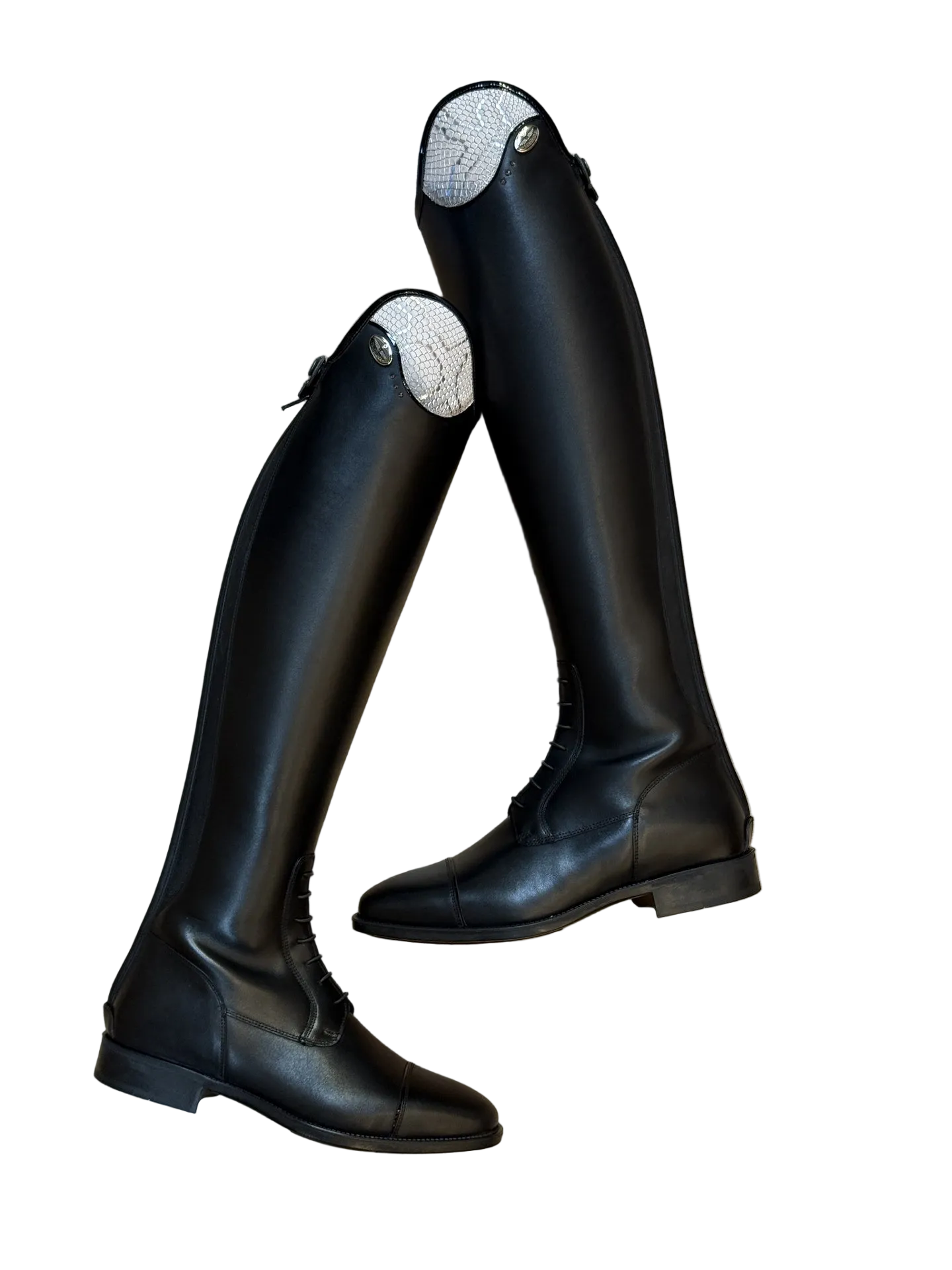 De Niro Salentino/02 Top Regal Pink Black Patent Piping Stones Rose gold