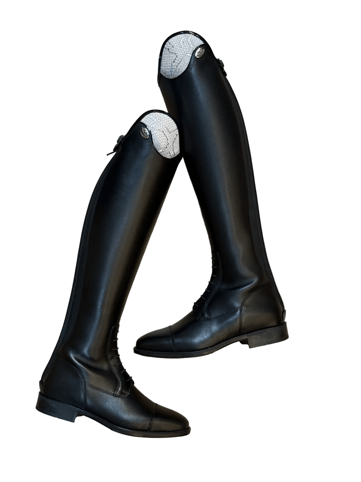 De Niro Salentino/02 Top Regal Pink Black Patent Piping Stones Rose gold Rijlaarzen - Maddelin Equestrian De Niro Boot Co