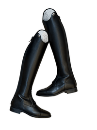 De Niro Salentino/02 Top Regal Pink Black Patent Piping Stones Rose gold Rijlaarzen - Maddelin Equestrian De Niro Boot Co