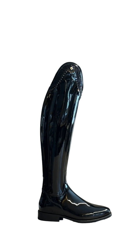 DeNiro Bellini 12 Patent Black G24 Rondine W/10cm Ultra Fine Rocks Swarovski GG08 + New Knee Comfort Rijlaarzen