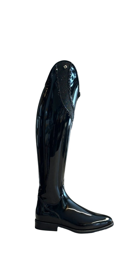 DeNiro Bellini 2 Patent Black G44 Helen 10cm Crystal Fabric Swarovski GGL83 + New Knee Comfort Rijlaarzen