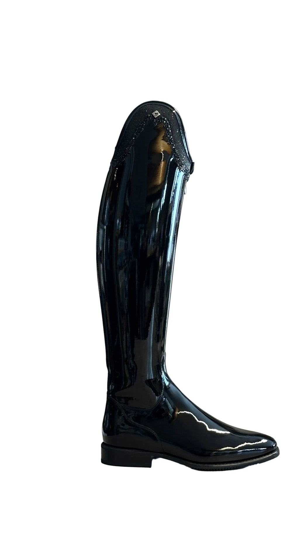 DeNiro Bellini 8 Patent Black G24 Rondine W/ Crystal Fabric GGL83 + Knee Comfort Rijlaarzen - Maddelin Equestrian