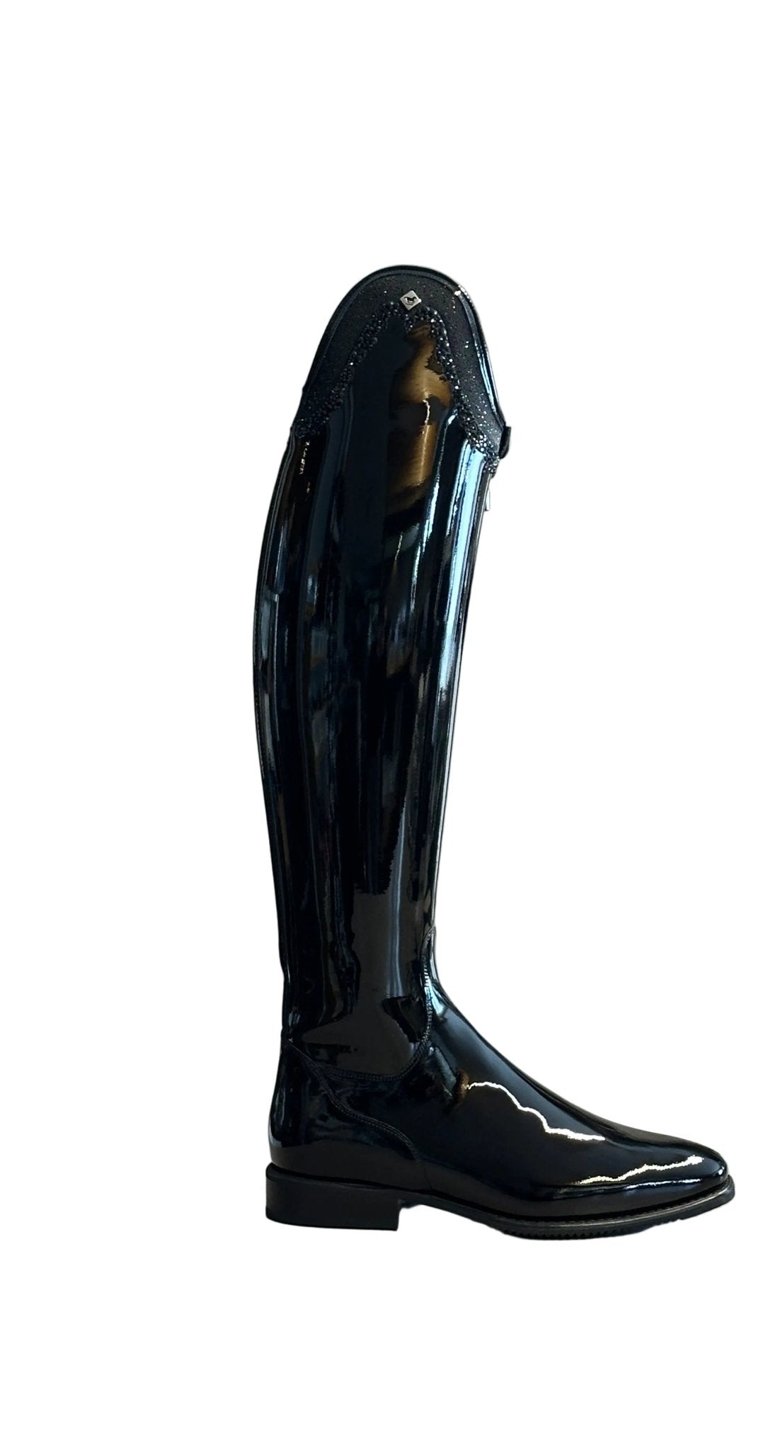 DeNiro Bellini 8 Patent Black G24 Rondine W/ Crystal Fabric GGL83 + Knee Comfort Rijlaarzen - Maddelin Equestrian