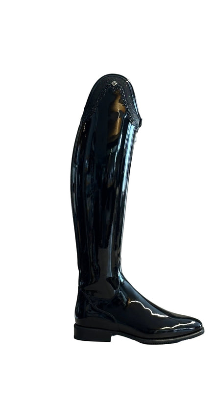 DeNiro Bellini 8 Patent Black G24 Rondine W/ Crystal Fabric GGL83 + Knee Comfort Rijlaarzen - Maddelin Equestrian