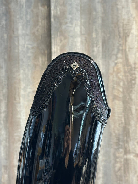 DeNiro Bellini 8 Patent Black G24 Rondine W/ Crystal Fabric GGL83 + Knee Comfort Rijlaarzen - Maddelin Equestrian