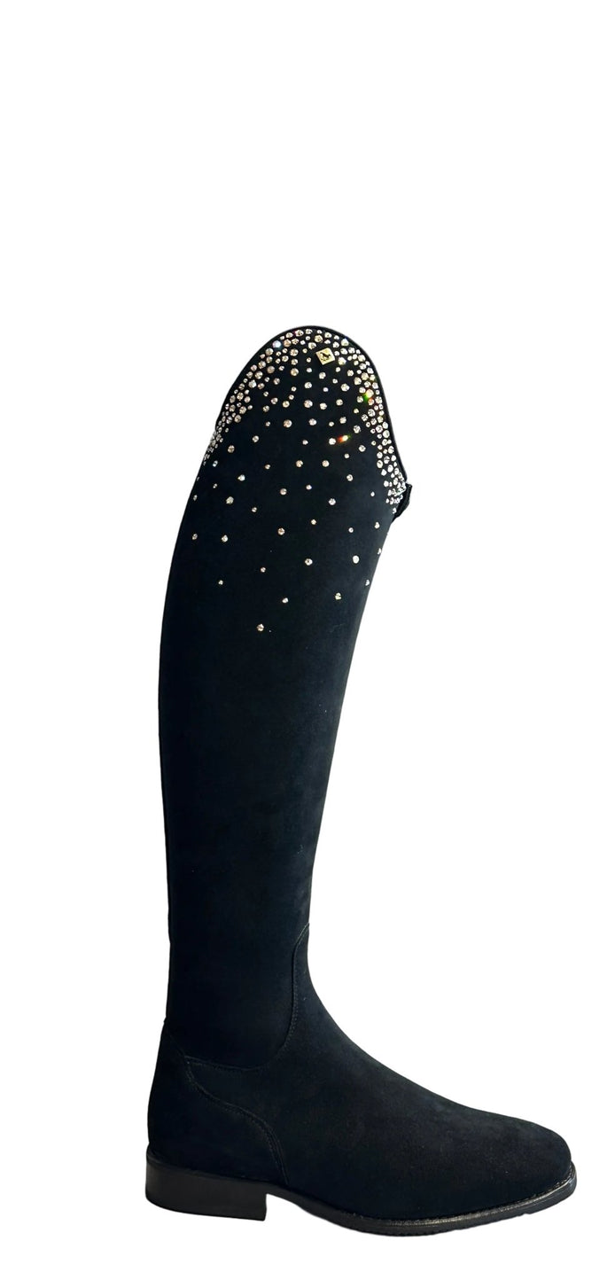 DeNiro Bellini 9 Suede Black Swarovski GGP20 Golden Shadow Rijlaarzen - Maddelin Equestrian De Niro Boot Co