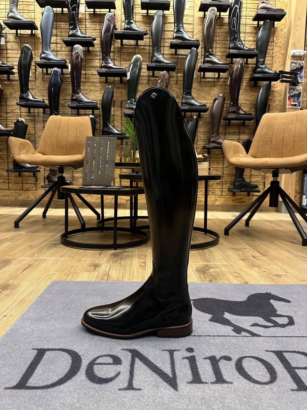 DeNiro Bellini Brushed Black Rijlaarzen - Maddelin Equestrian De Niro Boot Co