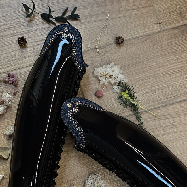 DeNiro Botticelli Patent; Rodine Swa Fabric Blue; GGS78 Swa Silk Rijlaarzen - Maddelin Equestrian De Niro Boot Co