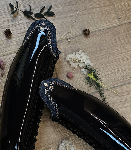 DeNiro Botticelli Patent; Rodine Swa Fabric Blue; GGS78 Swa Silk Rijlaarzen - Maddelin Equestrian De Niro Boot Co