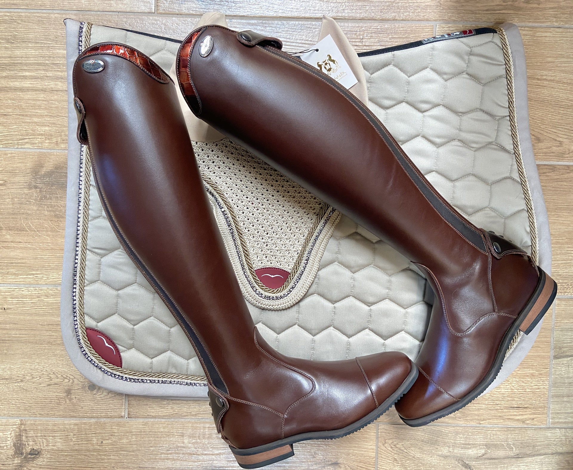 DeNiro Italo/01 Smooth Brown Luciwine Rijlaarzen - Maddelin Equestrian De Niro Boot Co