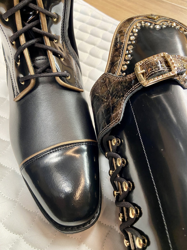 DeNiro Tintoretto Brushed Black Top Rodine Lucifumoro Rijlaarzen - Maddelin Equestrian De Niro Boot Co