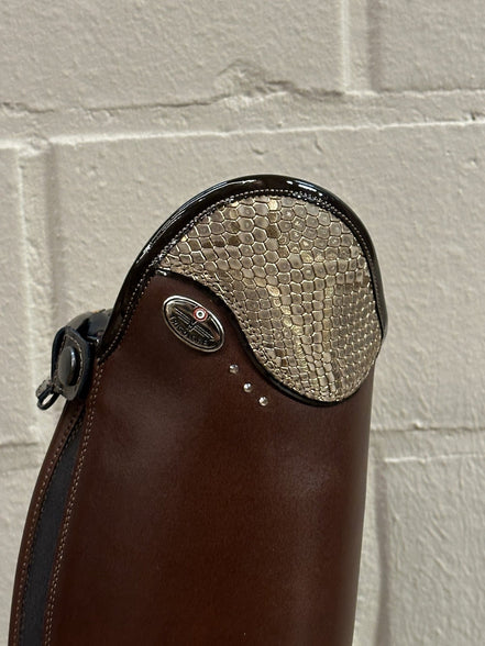 DeNiro Tricolore Salentino 01 Smooth Brown - Regal Brown/Mokka piping/Golden Shadow Stones Rijlaarzen - Maddelin Equestrian De Niro Boot Co