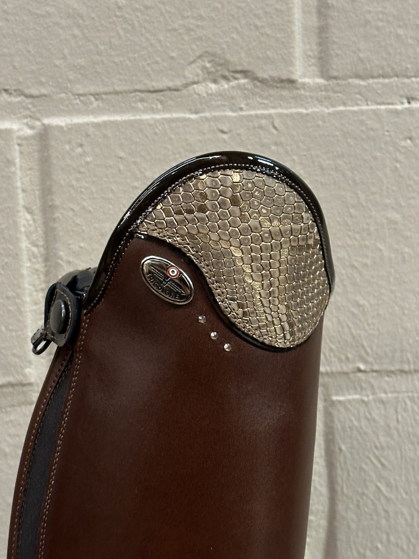 DeNiro Tricolore Salentino 01 Smooth Brown - Regal Brown/Mokka piping/Golden Shadow Stones Rijlaarzen - Maddelin Equestrian De Niro Boot Co
