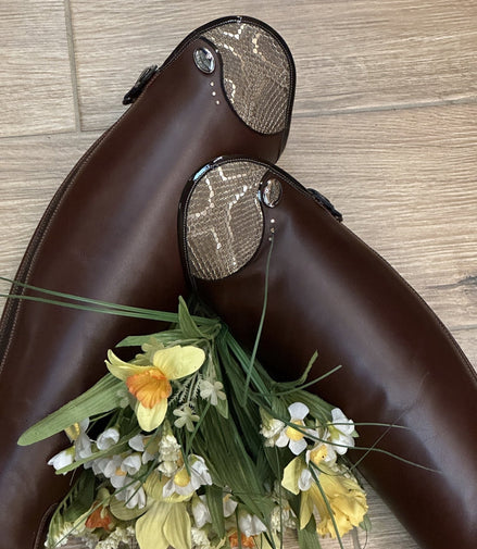 DeNiro Tricolore Salentino 01 Smooth Brown - Regal Brown/Mokka piping/Golden Shadow Stones Rijlaarzen - Maddelin Equestrian De Niro Boot Co