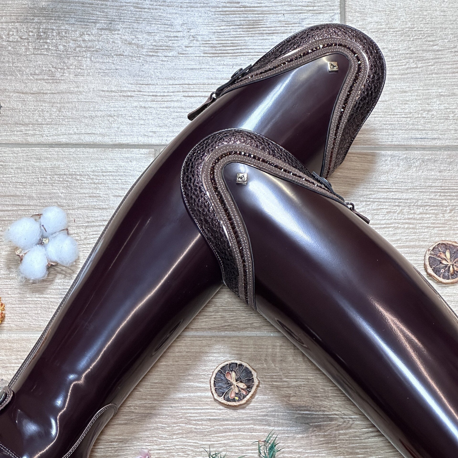 DeNiro Volta Brushed Brown Top Piccolo Swarovski Crystals 38 MA S Rijlaarzen - Maddelin Equestrian De Niro Boot Co