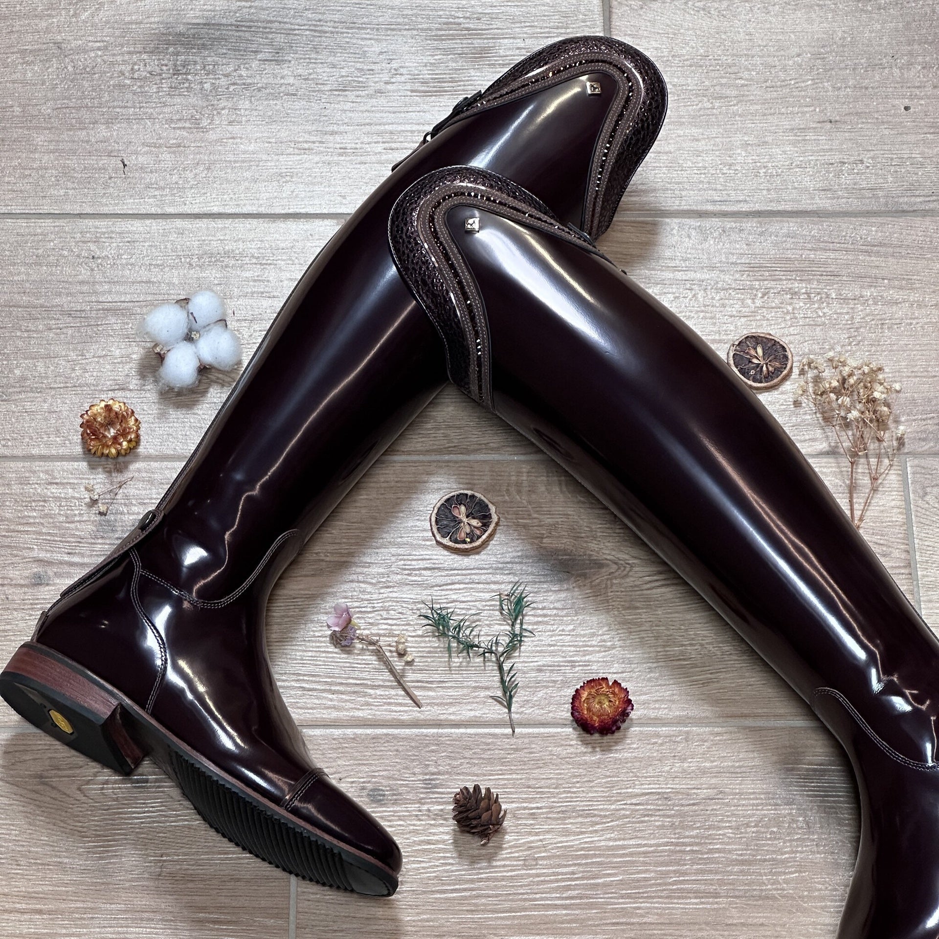 DeNiro Volta Brushed Brown Top Piccolo Swarovski Crystals 38 MA S Rijlaarzen - Maddelin Equestrian De Niro Boot Co