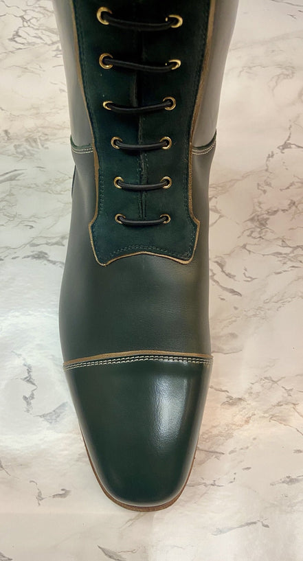 DeNiro Volta Brushed Green Top Rondine Galagld011 Rijlaarzen - Maddelin Equestrian De Niro Boot Co