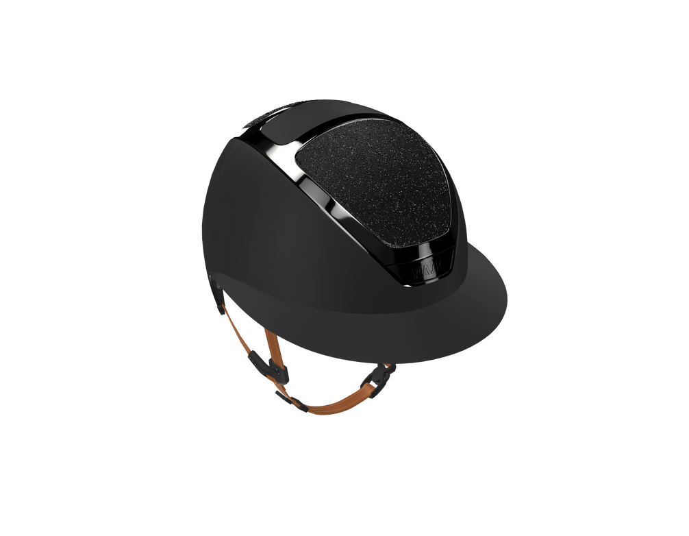 Kask Star Lady Chrome Black Crystals Carpet Black Chinstrap Light Brown – detailfoto 3