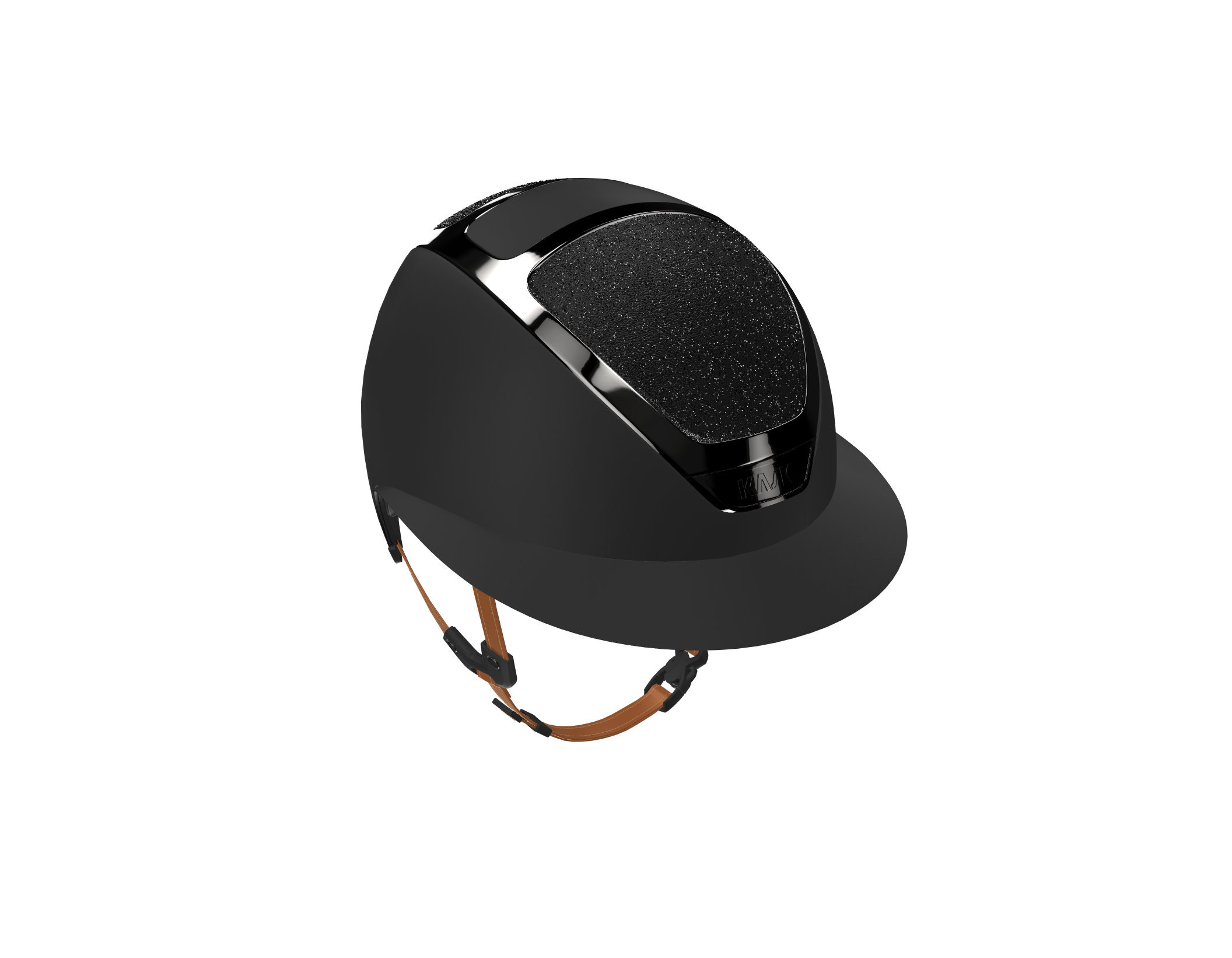 Kask Star Lady Chrome Black Crystals Carpet Black Chinstrap Light Brown – detailfoto 3