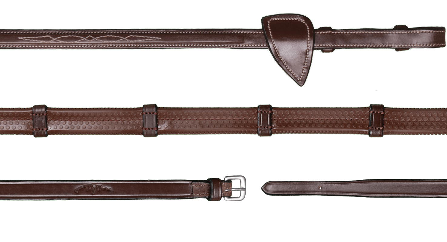 Dy'on 1/2 (13mm) Rubber Teugels 7 Lederen Stops Hunter Coll. Teugels - Maddelin Equestrian Dy on