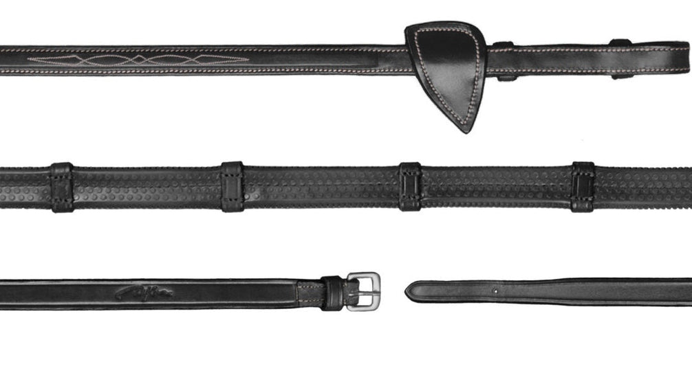Dy'on 1/2 (13mm) Rubber Teugels 7 Lederen Stops Hunter Coll. Teugels - Maddelin Equestrian Dy on
