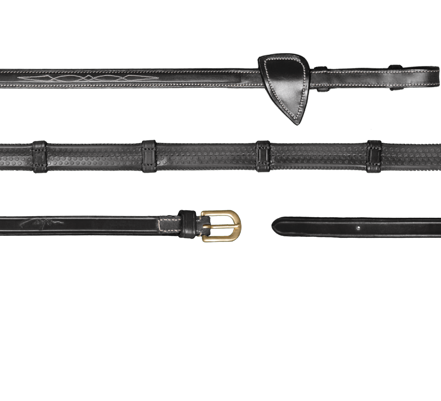 Dy'on 1/2 (13mm) Rubber Teugels Met 7 Leder Stops Teugels - Maddelin Equestrian Dy on