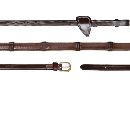 Dy'on 1/2 (13mm) Rubber Teugels Met 7 Leder Stops Teugels - Maddelin Equestrian Dy on