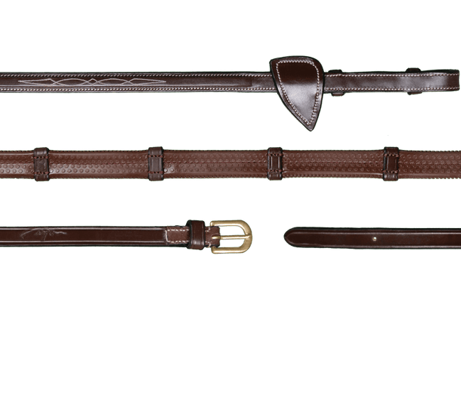 Dy'on 1/2 (13mm) Rubber Teugels Met 7 Leder Stops Teugels - Maddelin Equestrian Dy on