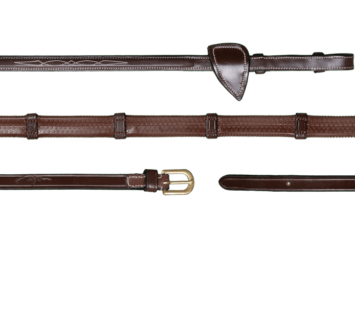 Dy'on 1/2 (13mm) Rubber Teugels Met 7 Leder Stops Teugels - Maddelin Equestrian Dy on