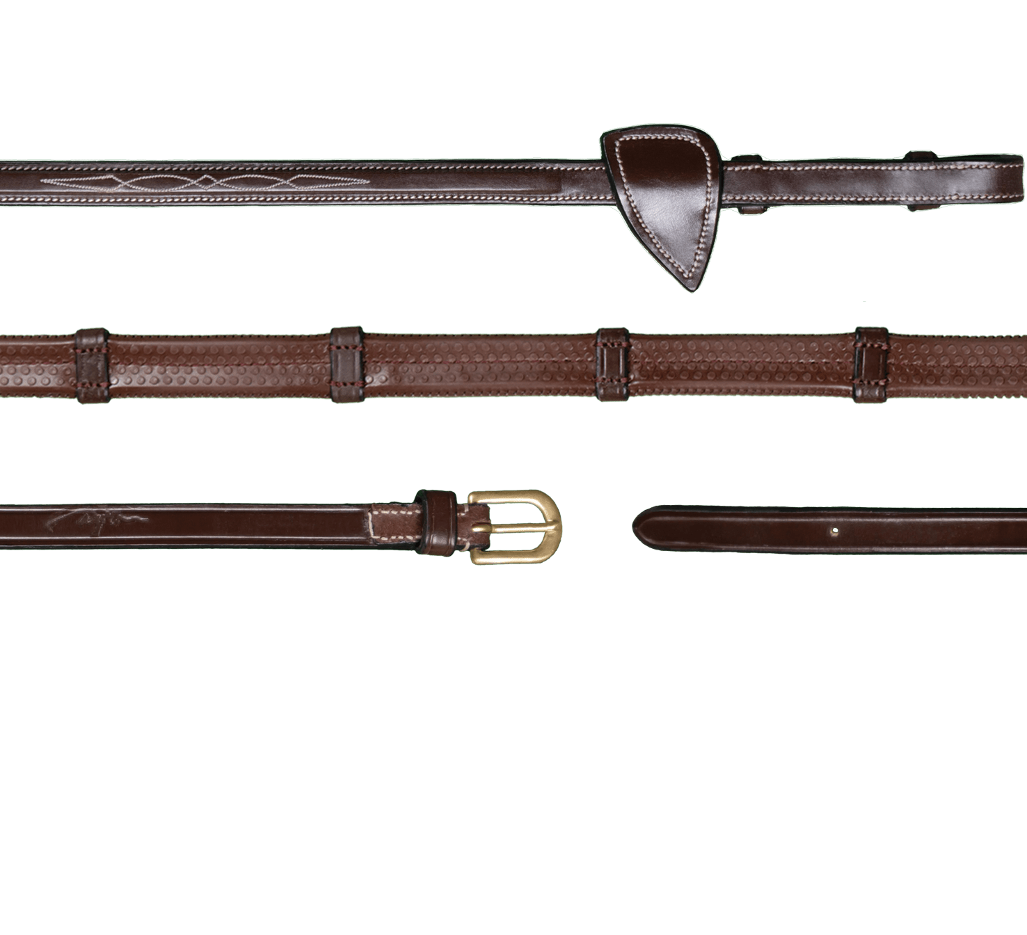 Dy'on 1/2 (13mm) Rubber Teugels Met 7 Leder Stops Teugels - Maddelin Equestrian Dy on