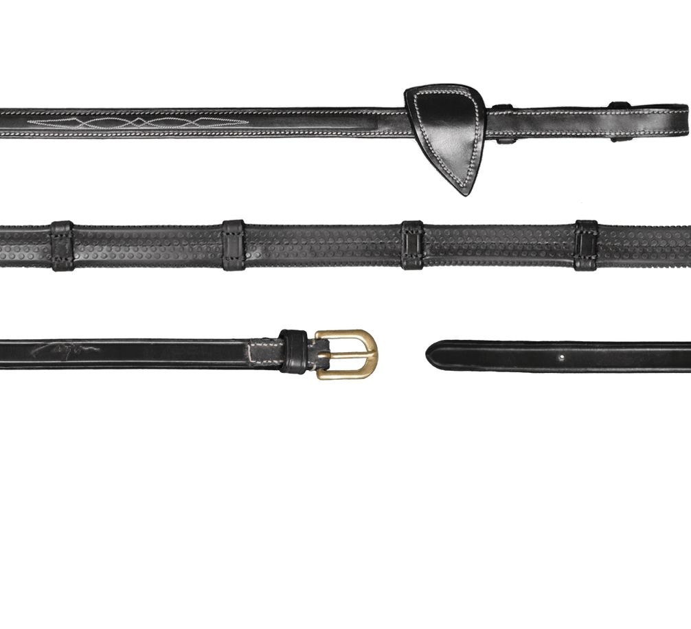 Dy'on 1/2 (13mm) Rubber Teugels Met 7 Leder Stops Teugels - Maddelin Equestrian Dy on