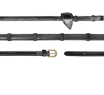 Dy'on 1/2 (13mm) Rubber Teugels Met 7 Leder Stops Teugels - Maddelin Equestrian Dy on