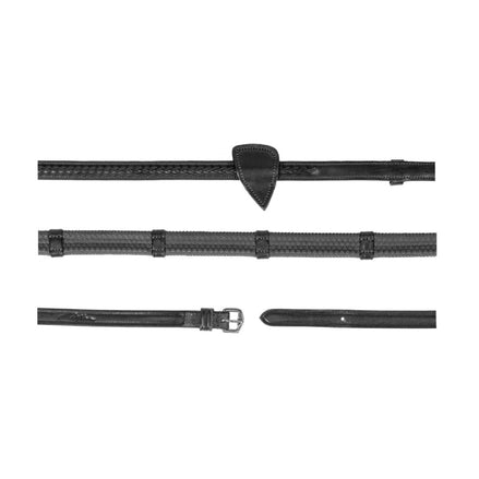 Dy'on 1/2'' Rubber Teugels met 7 Leder Stops - Gevlochten Teugels - Maddelin Equestrian Dy on