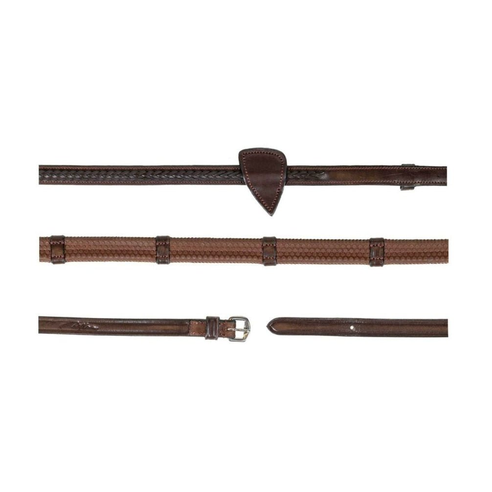 Dy'on 1/2'' Rubber Teugels met 7 Leder Stops - Gevlochten Teugels - Maddelin Equestrian Dy on