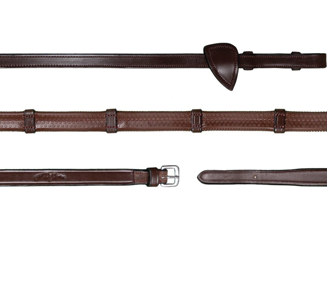 Dy'on 1/2 Rubber Teugels met 7 Lederen Stops Teugels - Maddelin Equestrian Dy on