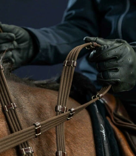 Dy'on 5/8 Web Reins With 9 Leather Loops Teugels - Maddelin Equestrian Dy on