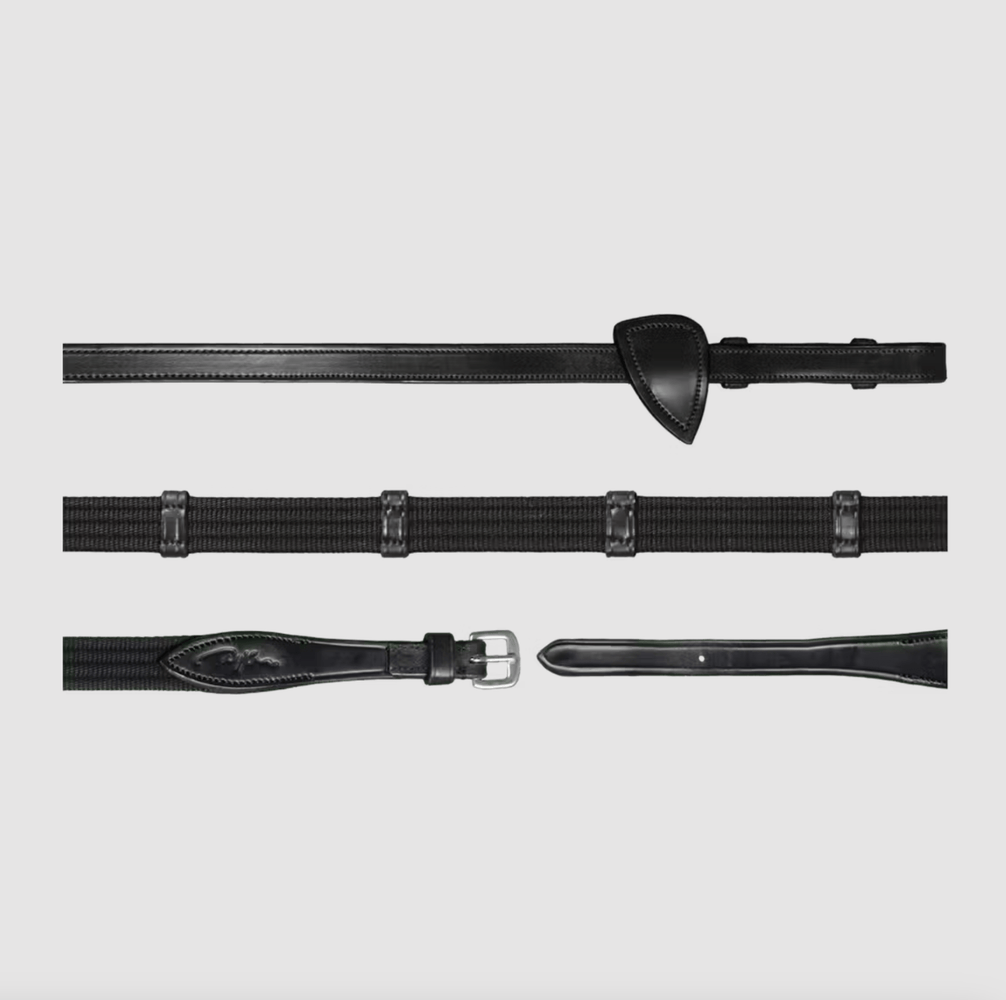 Dy'on 5/8" Webband teugels met 9 leren passanten Teugels - Maddelin Equestrian Dy on