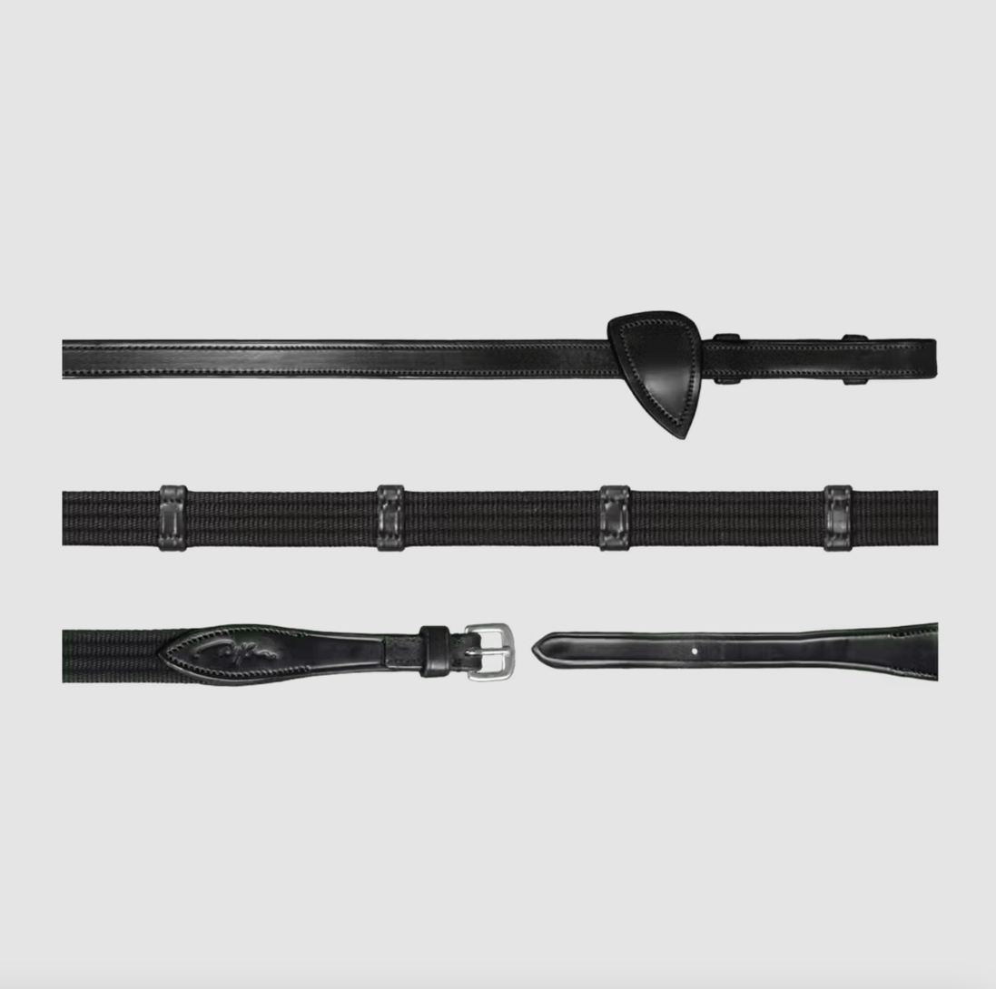 Dy'on 5/8" Webband teugels met 9 leren passanten Teugels - Maddelin Equestrian Dy on