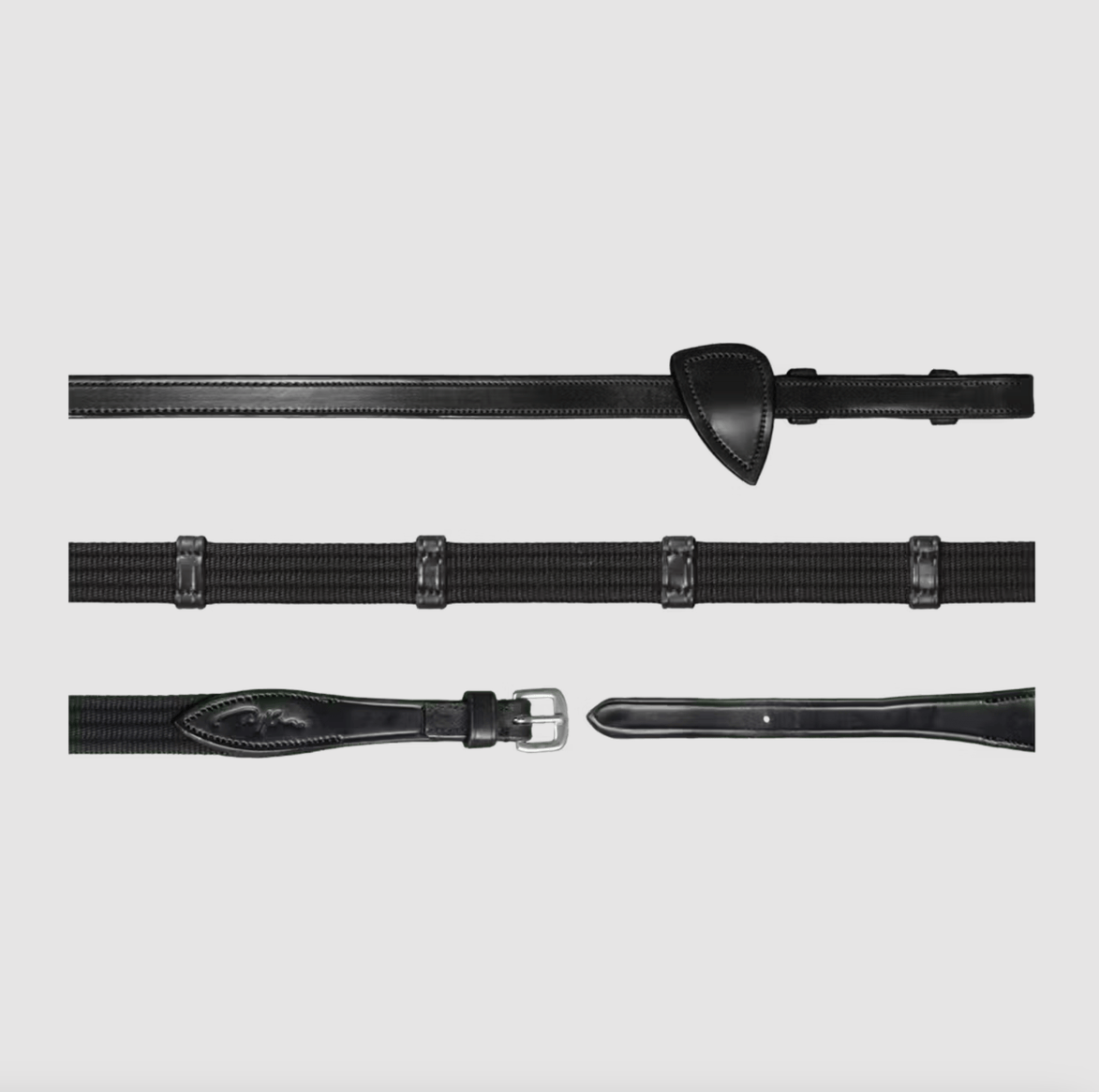 Dy'on 5/8" Webband teugels met 9 leren passanten Teugels - Maddelin Equestrian Dy on