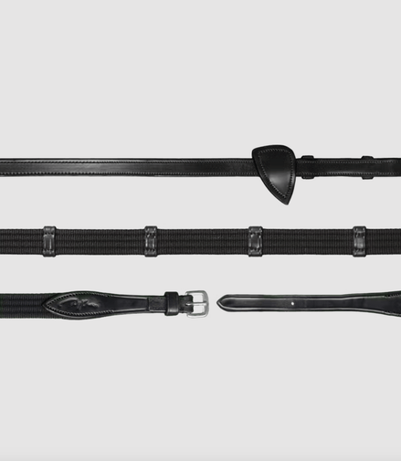 Dy'on 5/8" Webband teugels met 9 leren passanten Teugels - Maddelin Equestrian Dy on