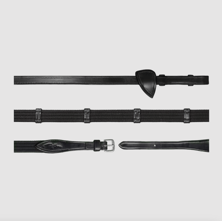 Dy'on 5/8" Webband teugels met 9 leren passanten Teugels - Maddelin Equestrian Dy on