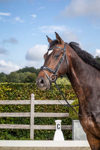 Dy'on Medium Crank Trenshoofdstel met Aansnoerneusriem Trenshoofdstellen - Maddelin Equestrian Dy on